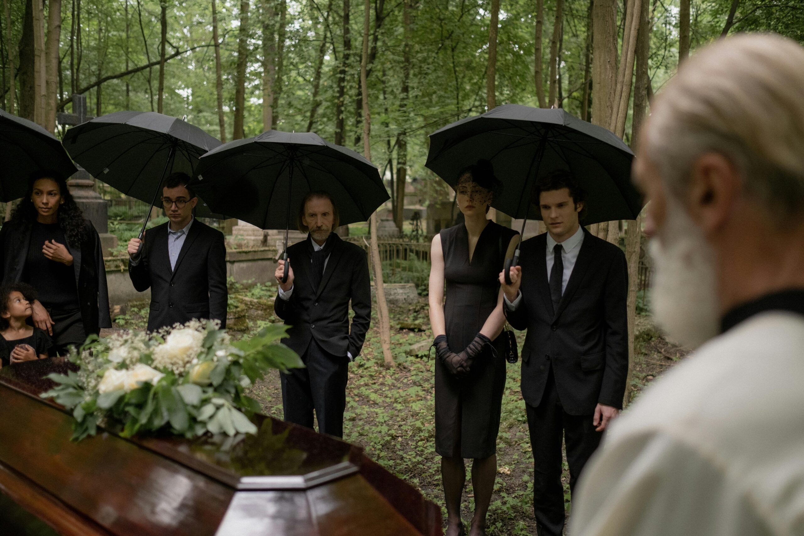 image of people at a funeral