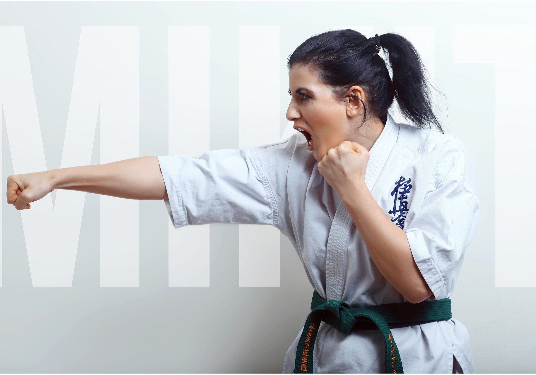 woman doing karate